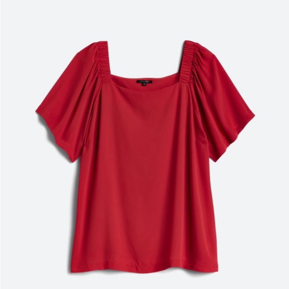 Papermoon Delia Square Neck Blouse 2X Rusty Red Color